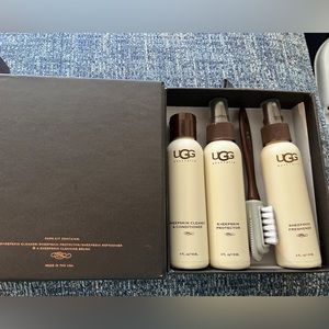 New Australian sheepskin care kit with cleanser, freshener, protector and brush.